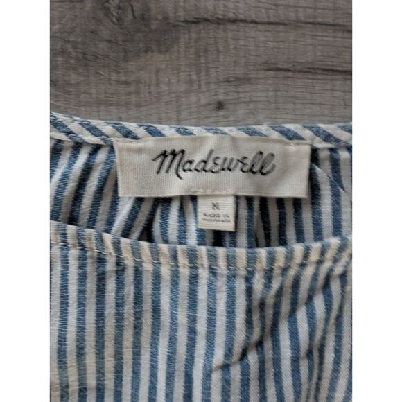 Madewell Convertible Cold-Shoulder Top in Chambray Stripe, Medium (A6) - Picture 4 of 8